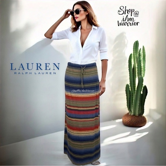 Lauren Ralph Lauren NWT cotton/linen striped column maxi skirt *shop@iamwarrior